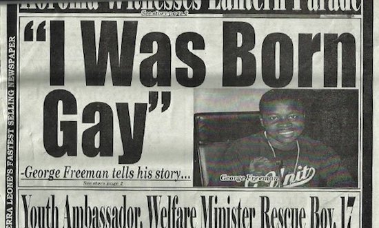 Periódico Exclusive publica una foto de Freeman en primera página con el titular “Nací Gay”.