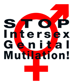 Logo de la campaña Stop intersexual genital mutilation